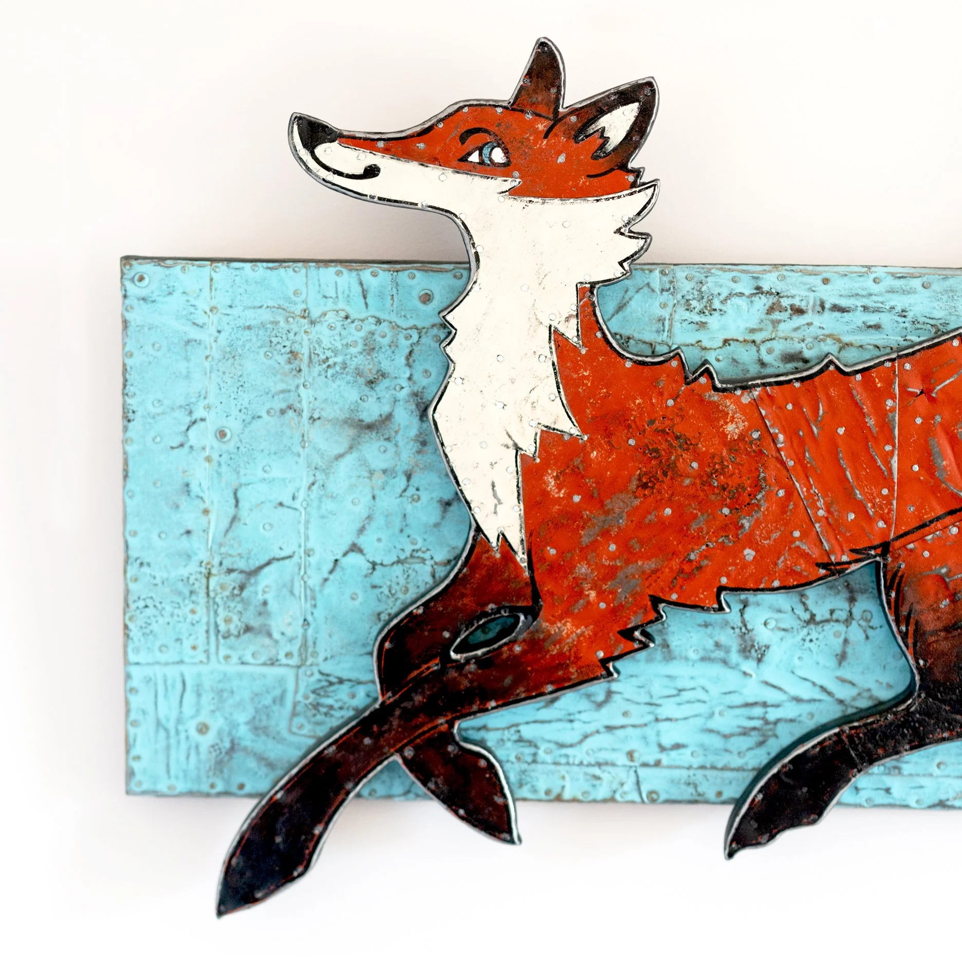 Frolicking Fox | Salvaged Wood Wall Art Collection | Premium